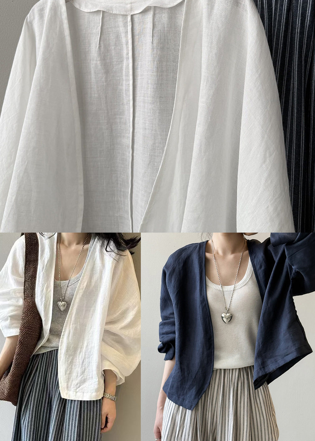 Fine White Oversized Linen Cardigan