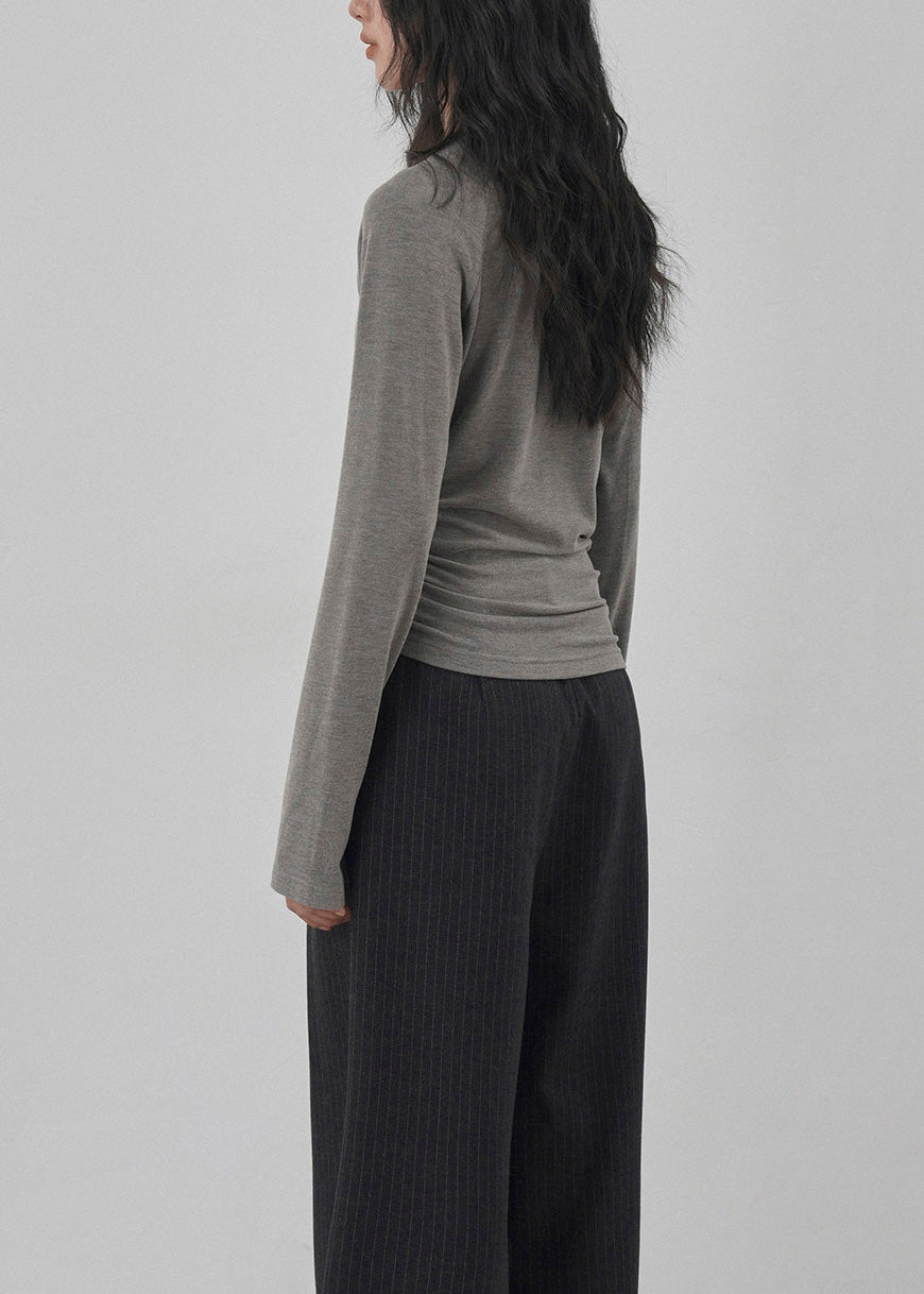 Grey Hollow Out Wrinkled Cotton
