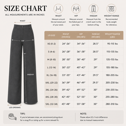 Women's High Waist Business Casual Pants - Loose Fit Work Trousers with Pockets