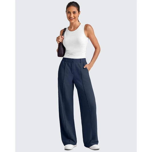 🔥 Letzter Tag: 90 % Rabatt 🔥 Damen-Yogahose mit geradem Bein aus Ponte-Stoff und praktischen Taschen