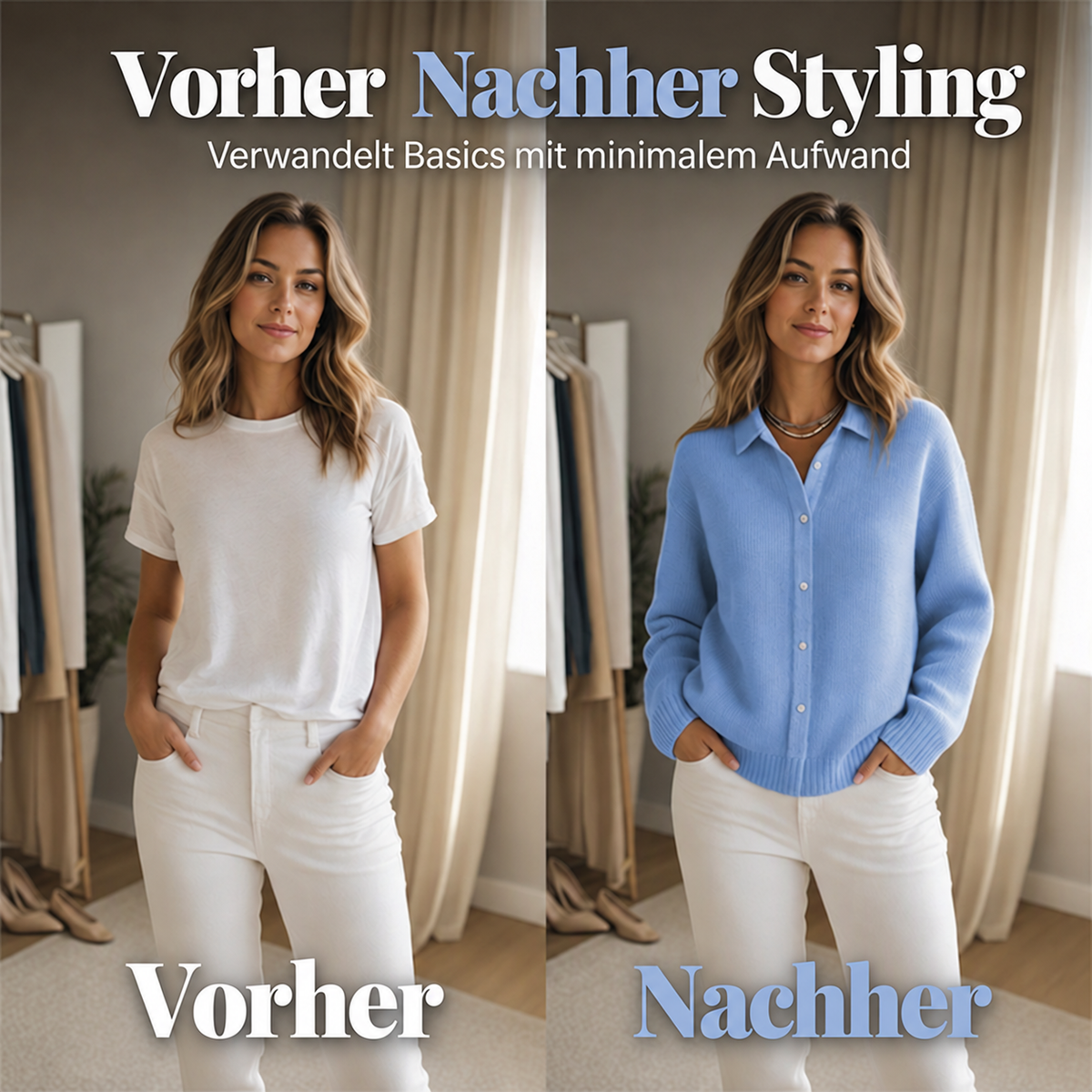 Strickpullover mit Kragen und Knöpfen für Damen