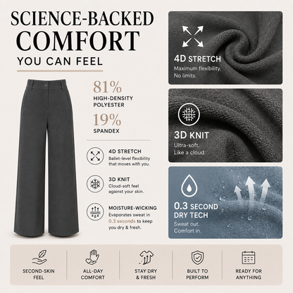 Women's High Waist Business Casual Pants - Loose Fit Work Trousers with Pockets