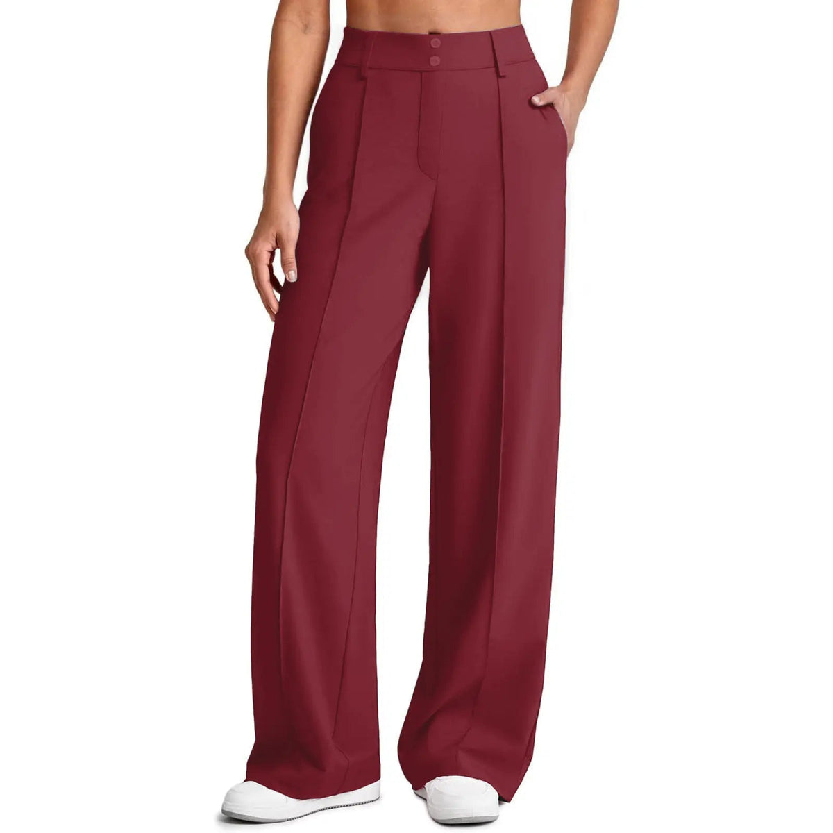 🔥 Letzter Tag: 90 % Rabatt 🔥 Damen-Yogahose mit geradem Bein aus Ponte-Stoff und praktischen Taschen