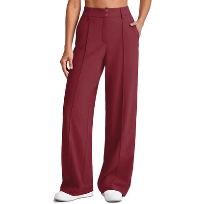 🔥 Letzter Tag: 90 % Rabatt 🔥 Damen-Yogahose mit geradem Bein aus Ponte-Stoff und praktischen Taschen