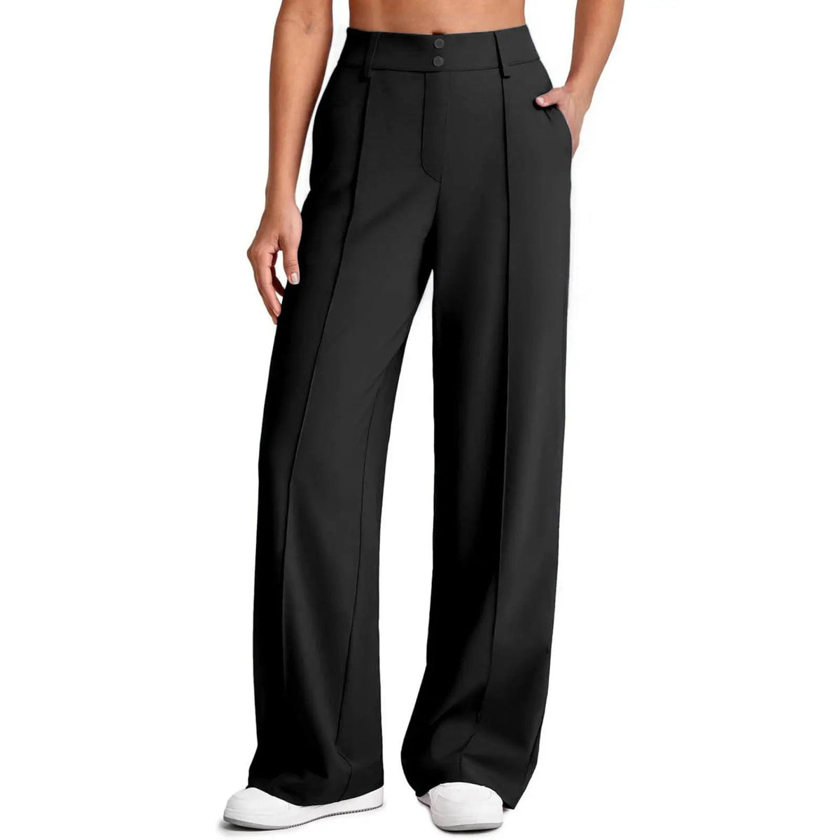 🔥 Letzter Tag: 90 % Rabatt 🔥 Damen-Yogahose mit geradem Bein aus Ponte-Stoff und praktischen Taschen