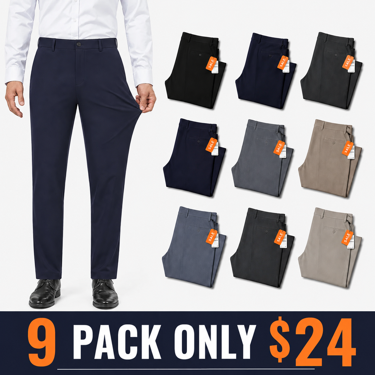 👍🔥Limited-Time Promotion-Stretch Dress Pants No Iron Golf Pants