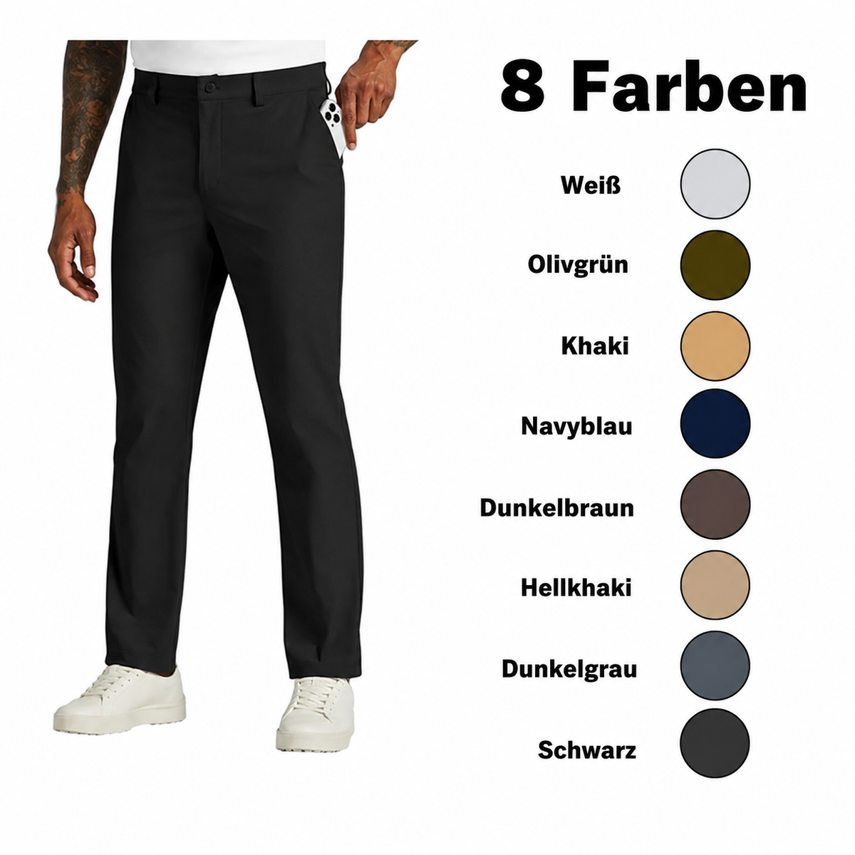 Herren-Golfhosen mit Stretch und geradem Bein