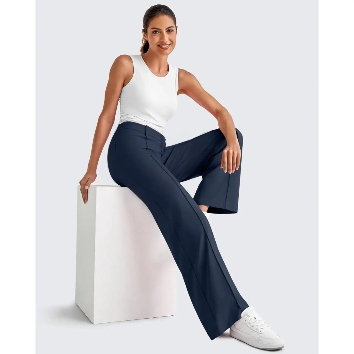 🔥 Letzter Tag: 90 % Rabatt 🔥 Damen-Yogahose mit geradem Bein aus Ponte-Stoff und praktischen Taschen