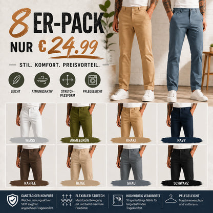 Herren-Golfhosen mit Stretch und geradem Bein