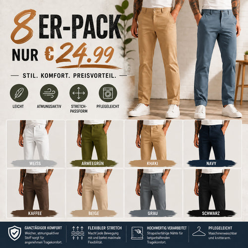 Herren-Golfhosen mit Stretch und geradem Bein