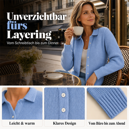 Strickpullover mit Kragen und Knöpfen für Damen