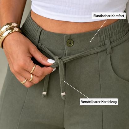 Damenhose mit hoher Taille und geradem Bein – Vordernaht & elastischer Bund hinten – Vielseitig,bequem & perfekt fürs Büro oder die Freizeit