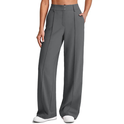 🔥 Letzter Tag: 90 % Rabatt 🔥 Damen-Yogahose mit geradem Bein aus Ponte-Stoff und praktischen Taschen