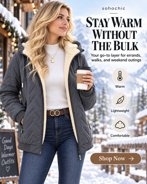 Women’s Winter Fleece-Lined Hooded Jacket – Warm Lightweight Windproof Casual Coat for Outdoor & Everyday Wear