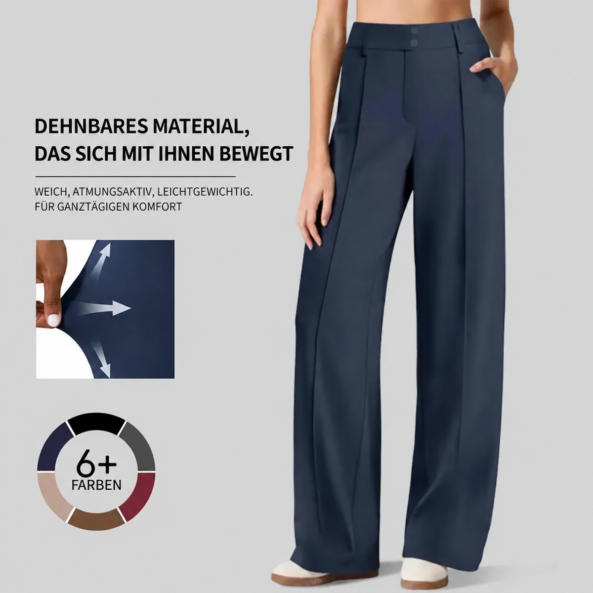 🔥 Letzter Tag: 90 % Rabatt 🔥 Damen-Yogahose mit geradem Bein aus Ponte-Stoff und praktischen Taschen
