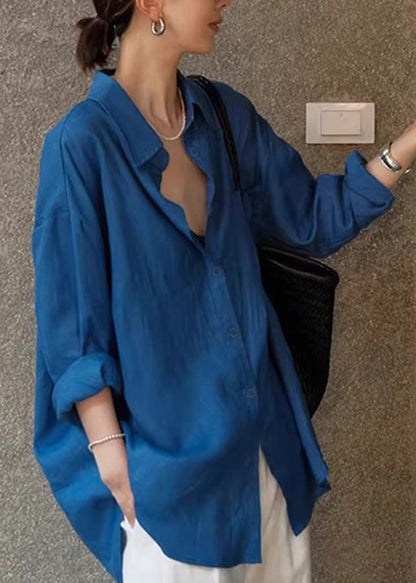 Boho Blue Oversized Cotton Upf 50+ Shirt