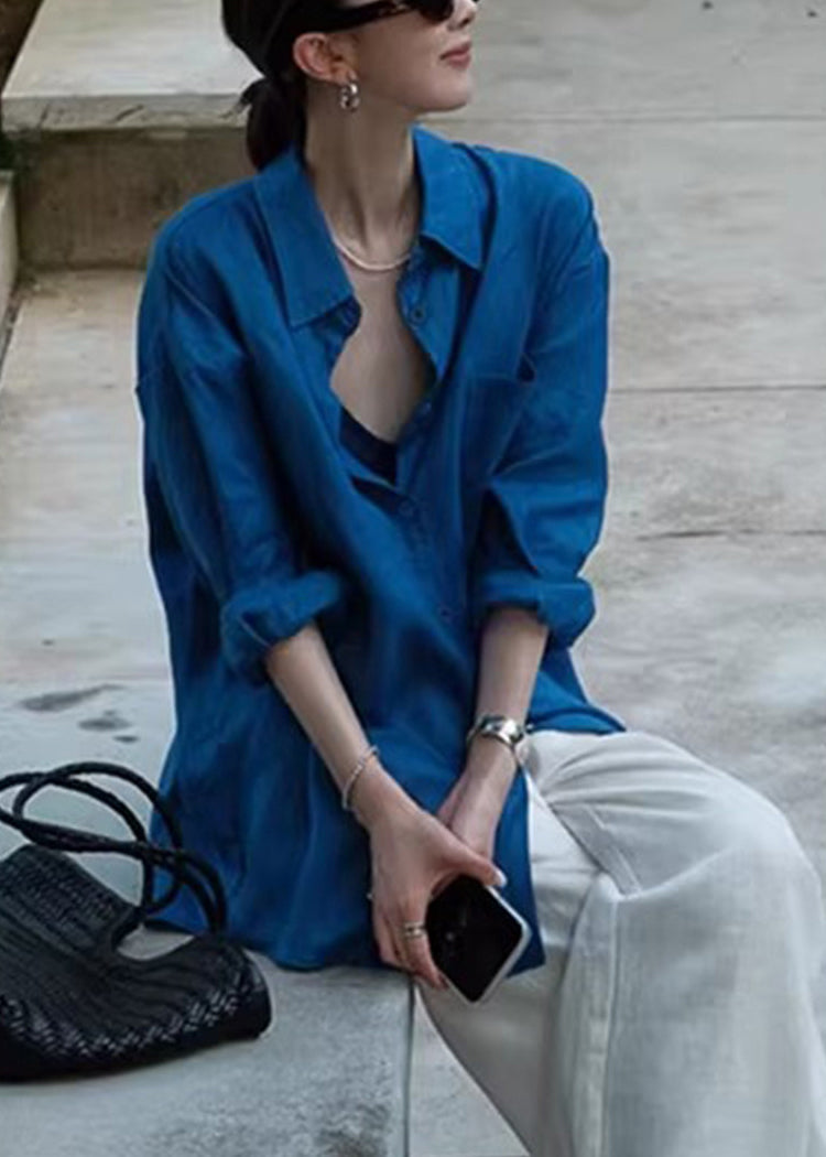 Boho Blue Oversized Cotton Upf 50+ Shirt