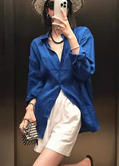 Boho Blue Oversized Cotton Upf 50+ Shirt