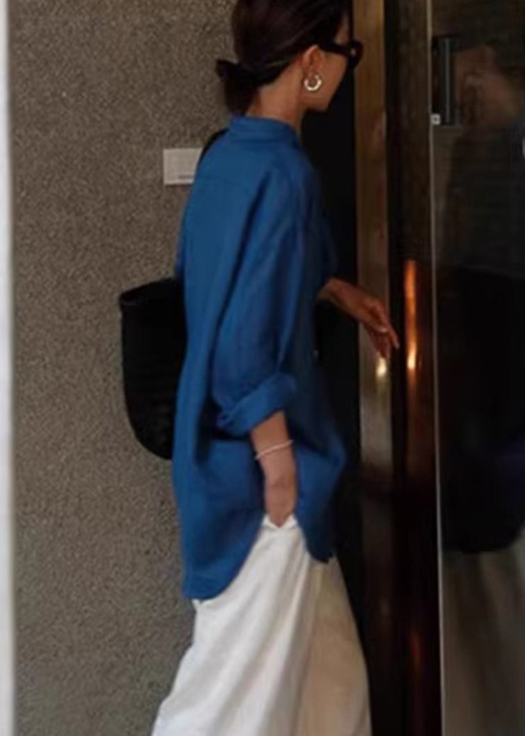 Boho Blue Oversized Cotton Upf 50+ Shirt