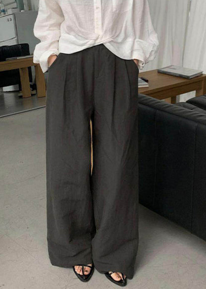 Boho Tea Green Elastic Waist Cotton Straight Pants