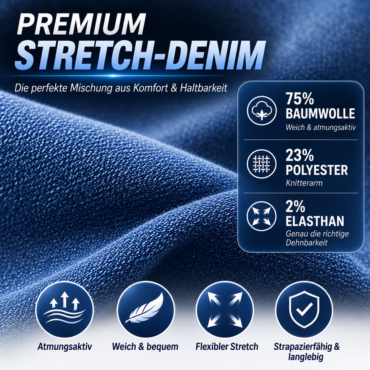 8er-Pack Herren Flex-Stretch Jeans – Slim Straight Fit mit 5 Taschen