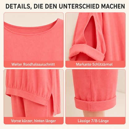 Damen Freizeit-Zweiteiler mit Oversize-Tunika und 7/8-Hose