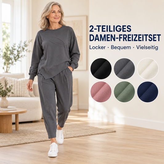 2-teiliges Damen-Freizeitset mit asymmetrischem Sweatshirt
