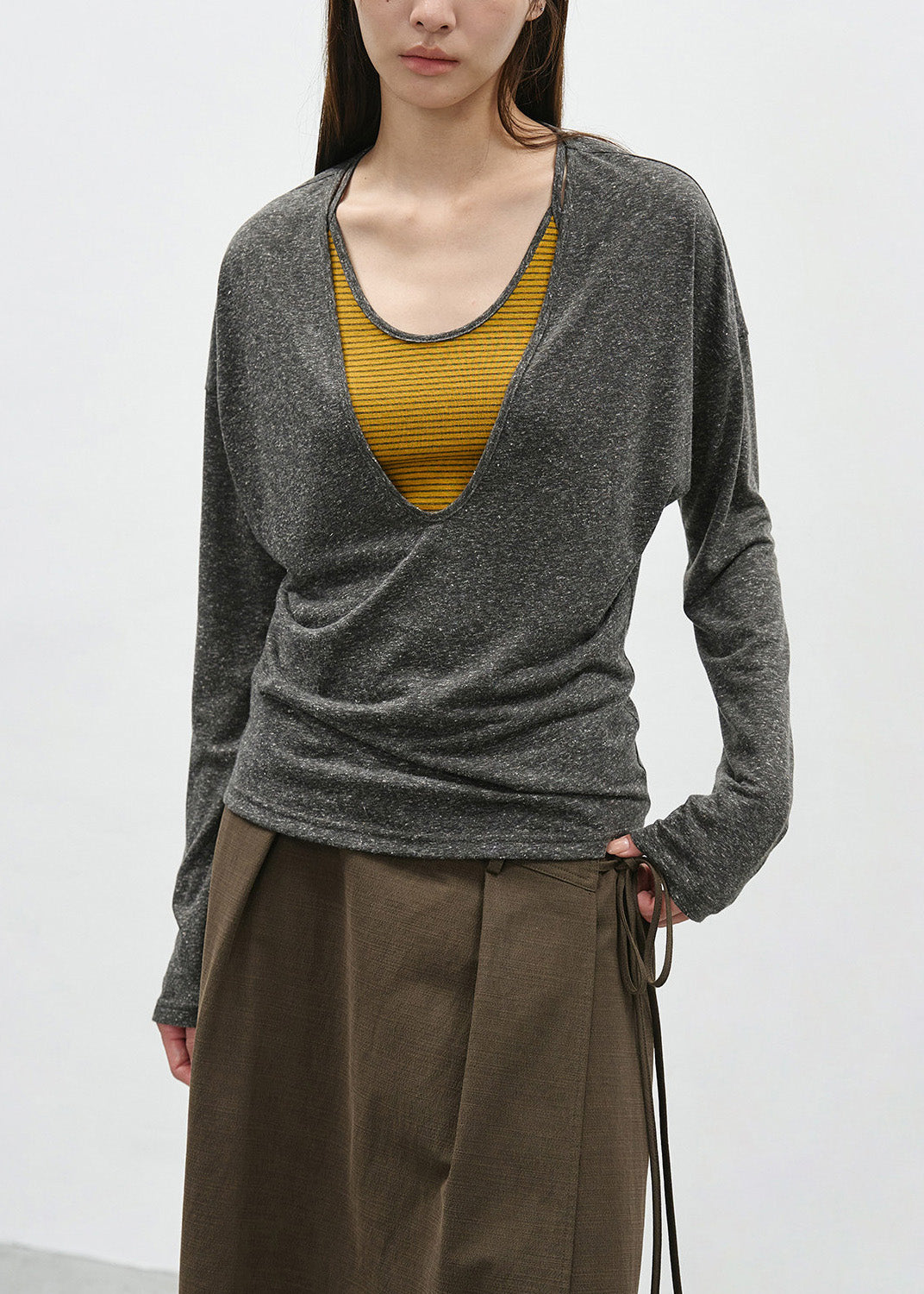 Grey Patchwork Cotton T Shirts