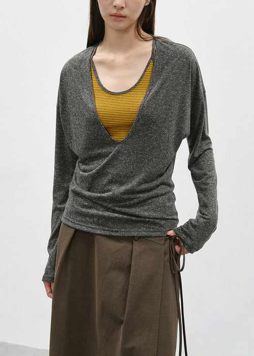 Grey Patchwork Cotton T Shirts