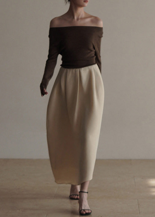 Classy Apricot Exra Large Hem Cotton Skirts