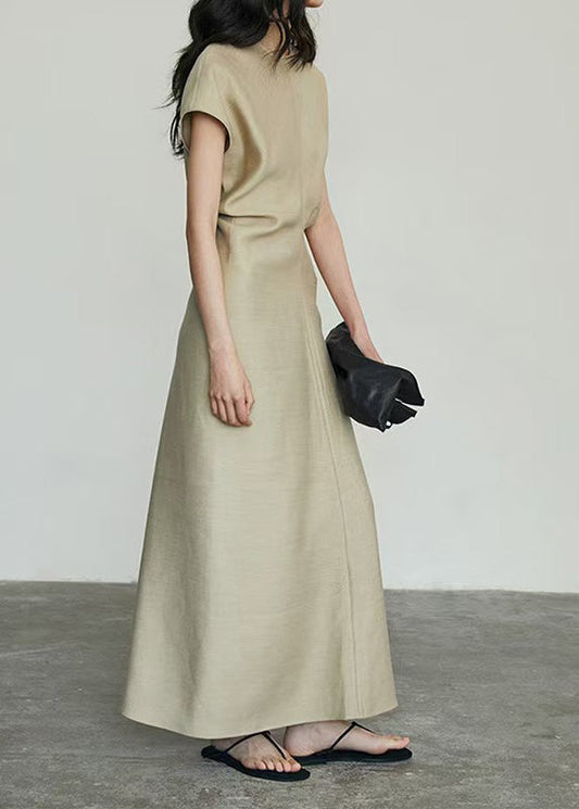 Classy Khaki Slim Fit Cotton Long Dresses