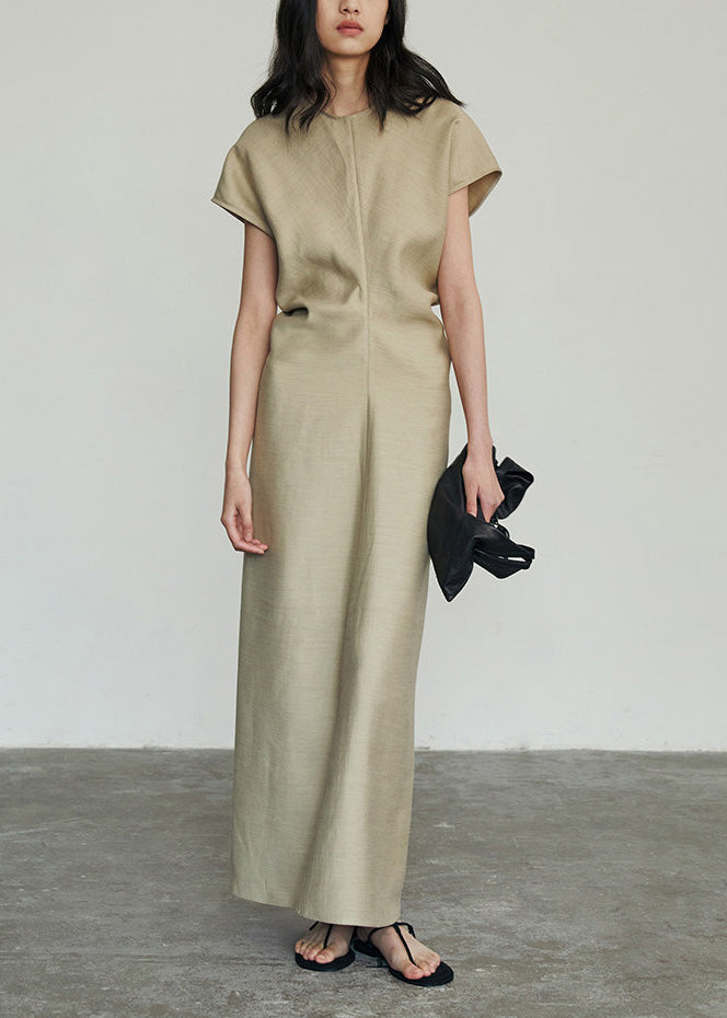 Classy Khaki Slim Fit Cotton Long Dresses