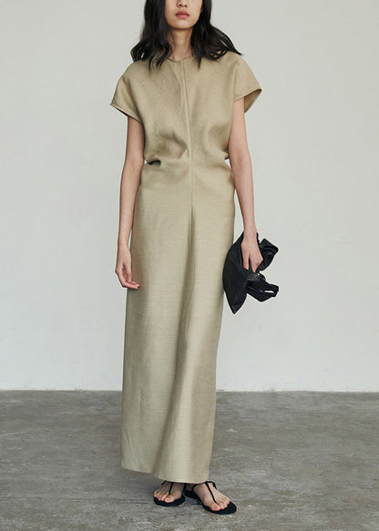 Classy Khaki Slim Fit Cotton Long Dresses
