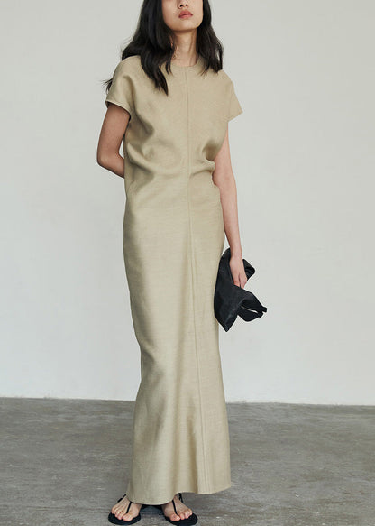 Classy Khaki Slim Fit Cotton Long Dresses