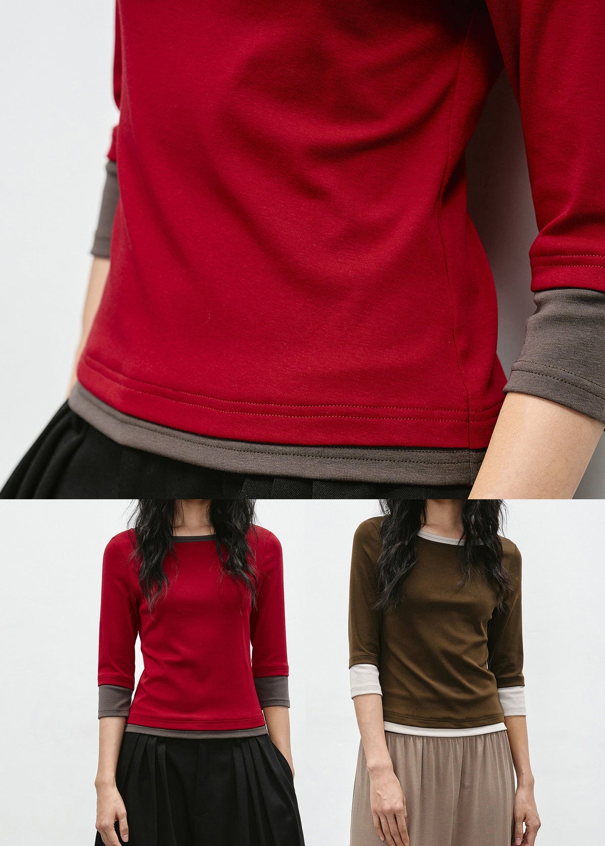 Coffee Patchwork Cotton T Shirt Bracelet Sleeve