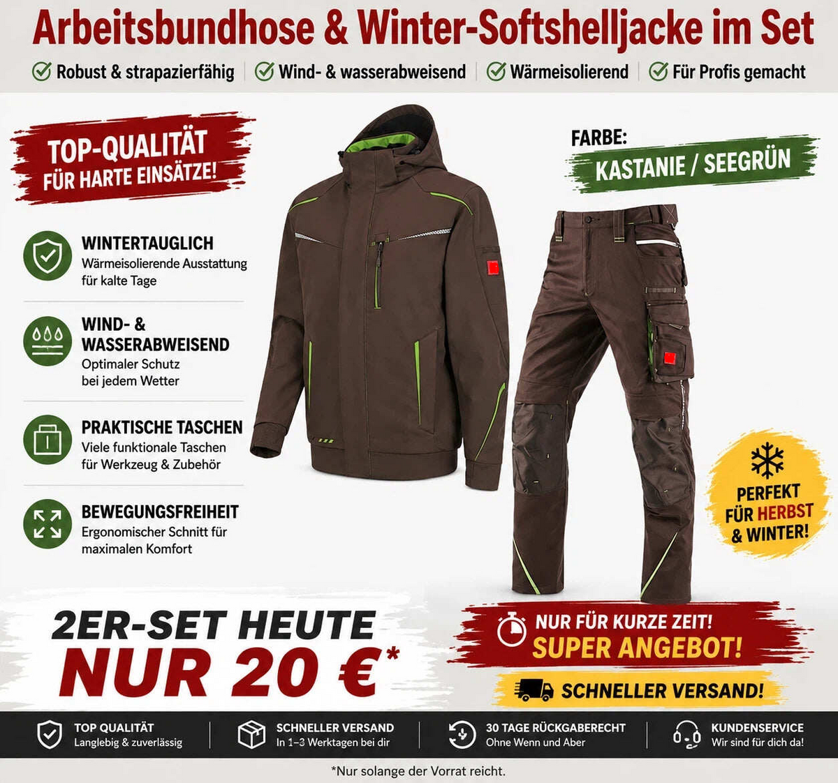 ☀️ WINTER-SALE IM SOMMER ❄️ Softshelljacke × Bundhose e.s.motion 2020 Set