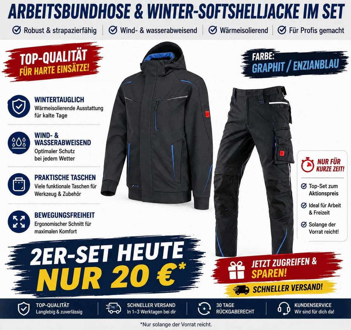 ☀️ WINTER-SALE IM SOMMER ❄️ Softshelljacke × Bundhose e.s.motion 2020 Set