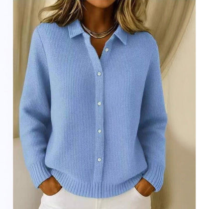 Strickpullover mit Kragen und Knöpfen für Damen