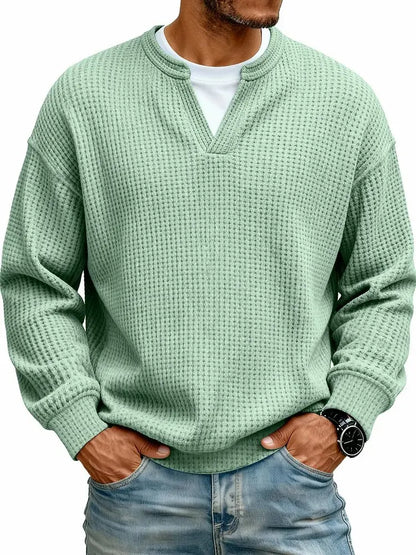 Men's Breathable Soft Long-Sleeve Henley Polo Shirt