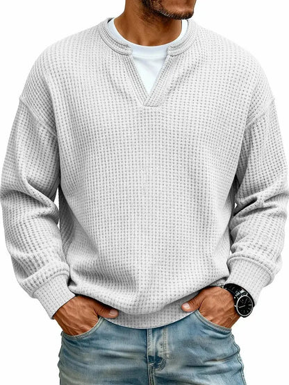 Men's Breathable Soft Long-Sleeve Henley Polo Shirt