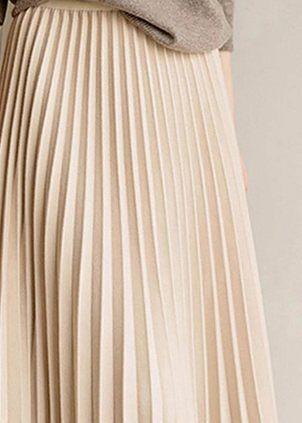 Apricot Elastic Waist Pleated Skirt