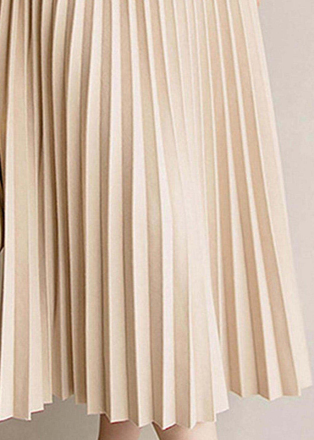 Apricot Elastic Waist Pleated Skirt