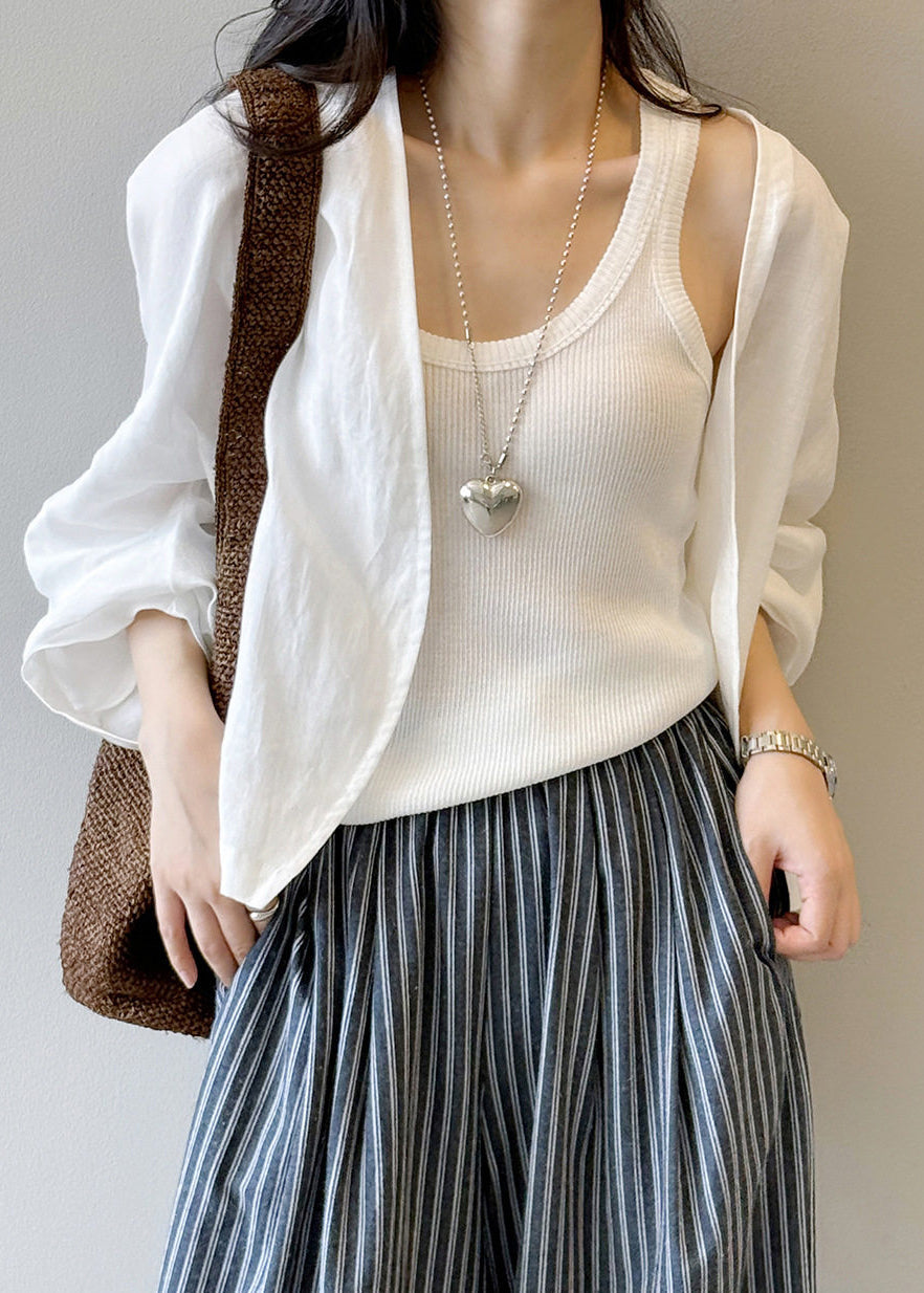 Fine White Oversized Linen Cardigan