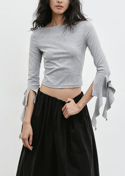 Fitted Black Ruffled Cotton Bracelet Sleeve