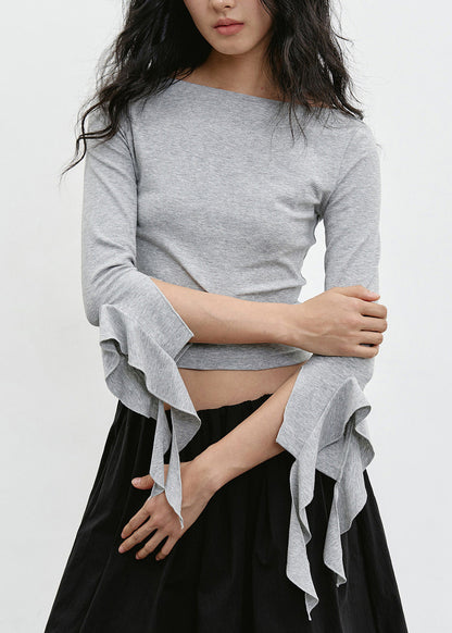 Fitted Black Ruffled Cotton Bracelet Sleeve
