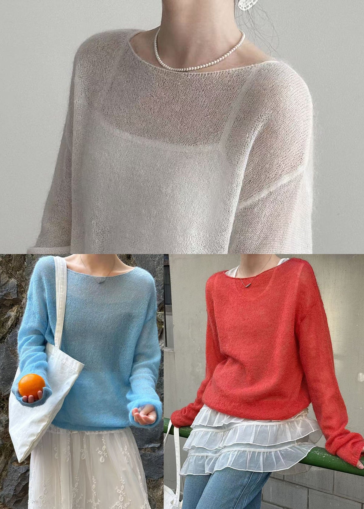 Fitted Blue Slash Neck Knit Pullover