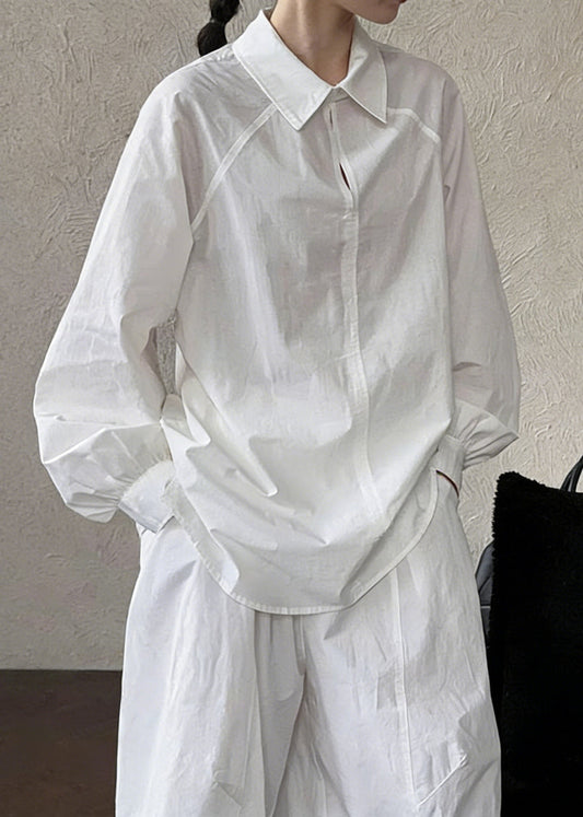 Fitted White Oversized Cotton Shirt