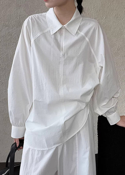 Fitted White Oversized Cotton Shirt