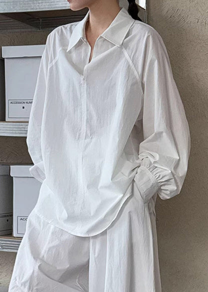 Fitted White Oversized Cotton Shirt