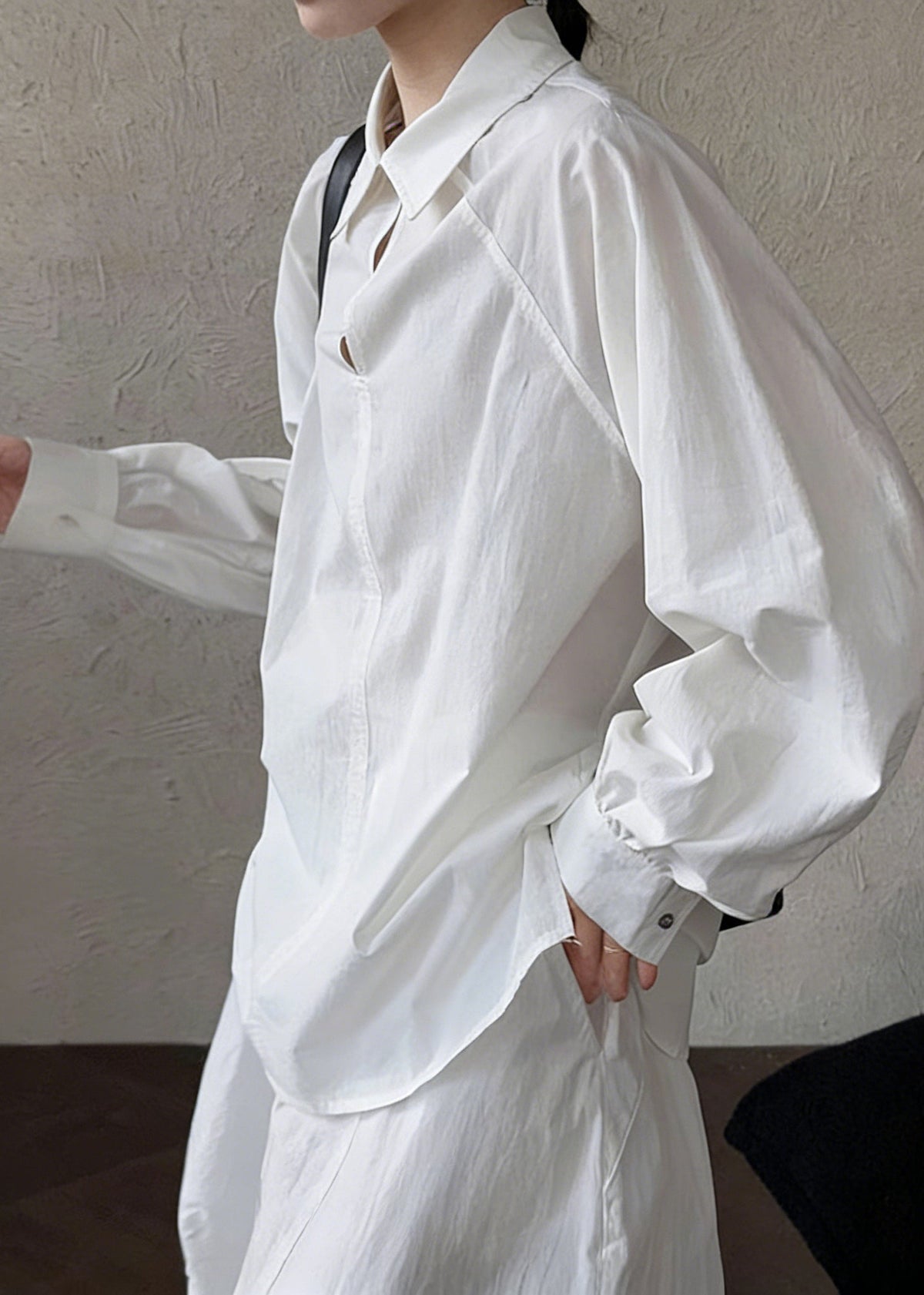 Fitted White Oversized Cotton Shirt